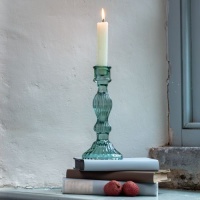 Green Bella Glass Candlestick by Grand Illusions